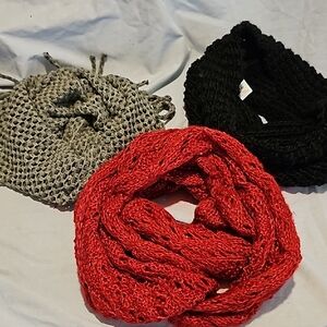 Elegant Red, Black, and Gray Women's Scarves